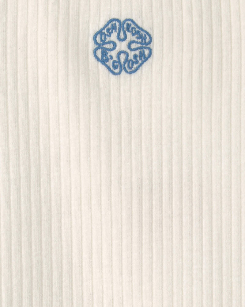 Toddler Girl 'OshKosh B'Gosh' Clover Embroidered Rib Top - Ivory, image 2 of 3 slides