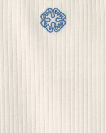 Toddler Girl 'OshKosh B'Gosh' Clover Embroidered Rib Top - Ivory, 