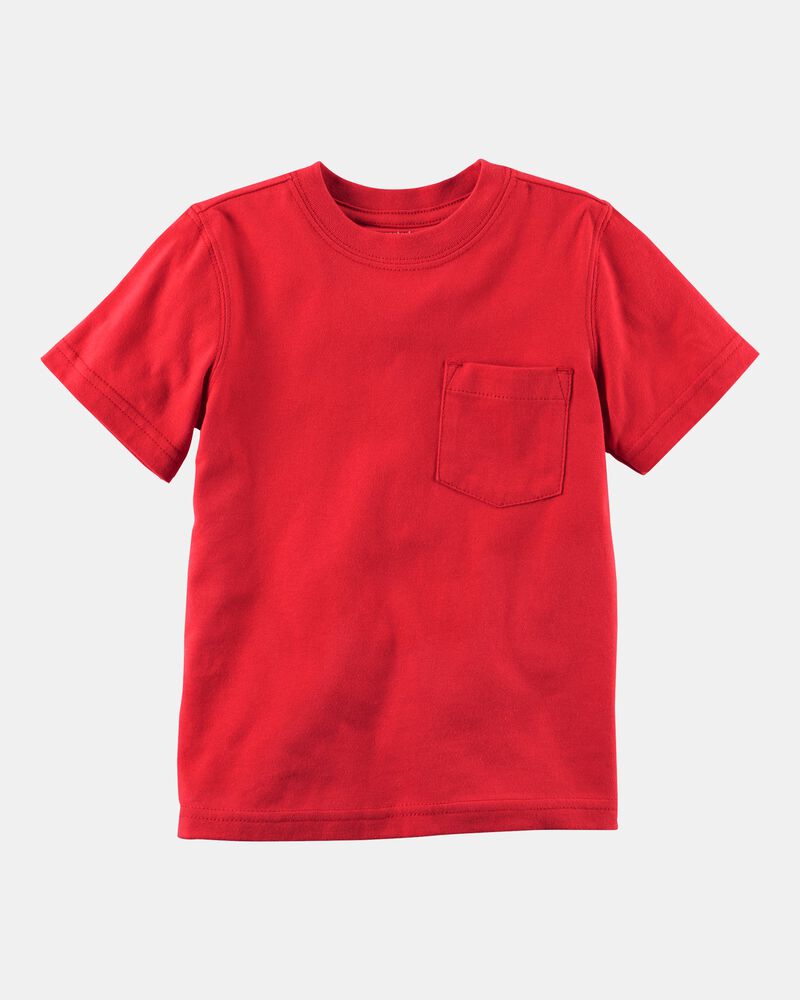 Baby Solid Short-Sleeve Pocket Tee - Red, image 1 of 3 slides