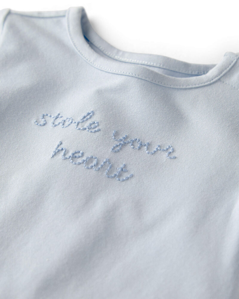 Baby Organic Cotton 'Stole Your Heart' Embroidered Bodysuit, image 2 of 4 slides