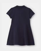 Toddler Girl Uniform Piqu&eacute; Short-Sleeve Dress - Navy, image 2 of 4 slides