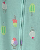 Toddler Girl Popsicle 100% Cotton 1-Piece Pajama - Blue, image 2 of 3 slides