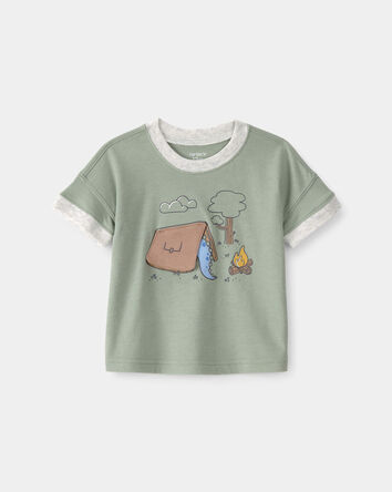 Baby Boy Camping Dinosaur Graphic Tee - Green, 