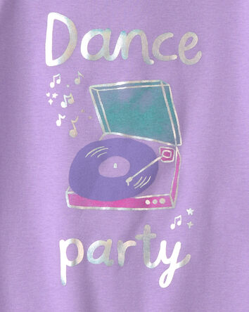 Girls Dance Party 100% Cotton 4-Piece Pajama Set - Purple, 