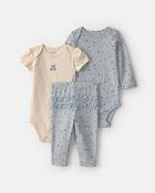 Baby Girl 3-Piece Blueberry Bodysuit & Pant Set - Blue/Ivory, image 1 of 4 slides