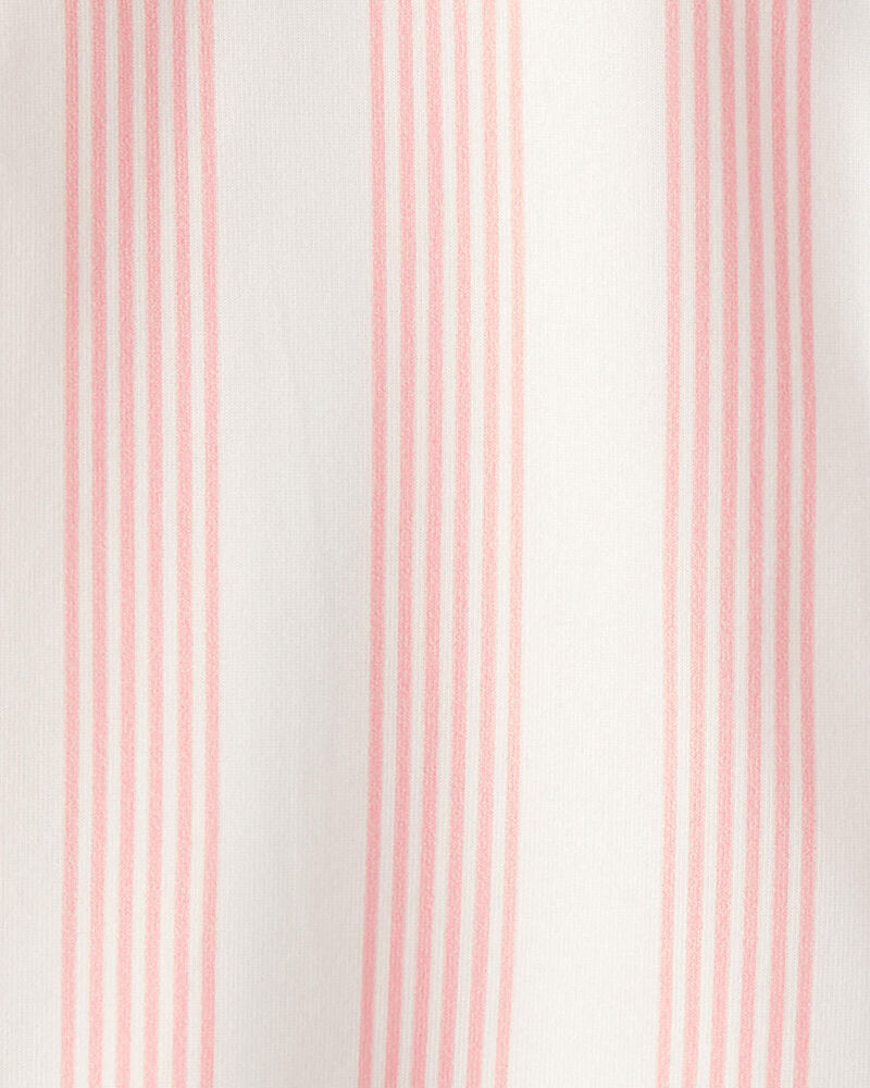Toddler Girl Striped Loose Fit 2-Piece Pajama Set - Pink/Ivory, image 4 of 5 slides