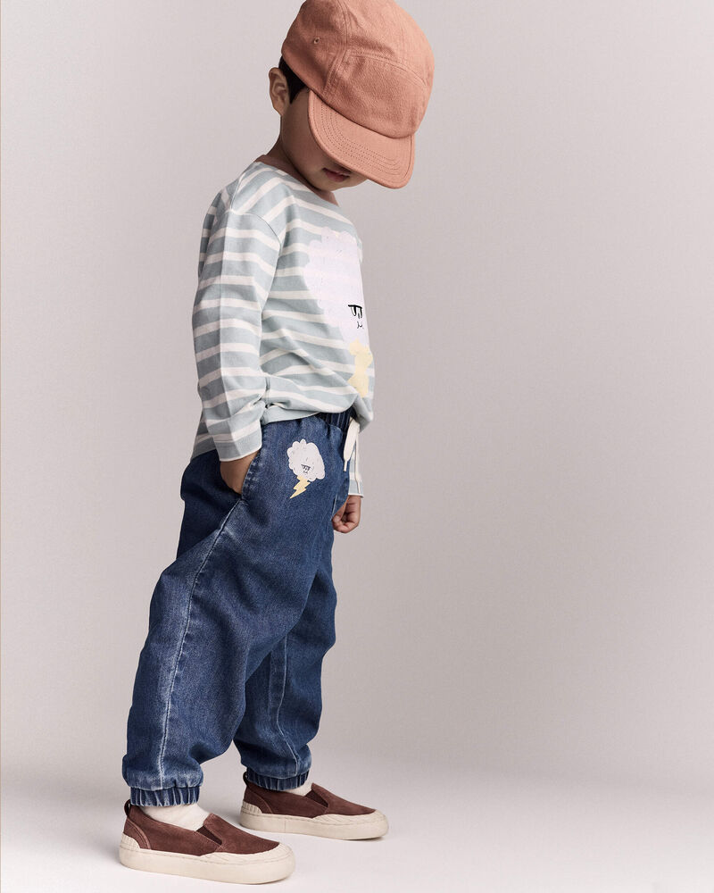 Toddler 'Splish, Splash' Jogger Pant in Denim - Blue, image 3 of 7 slides