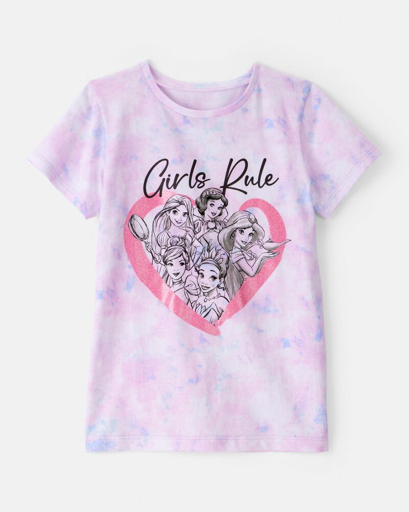 Girls Disney&copy; Princess Girls Rule Tie-Dye Short-Sleeve Graphic Tee - Purple/Pink, image 1 of 2 slides