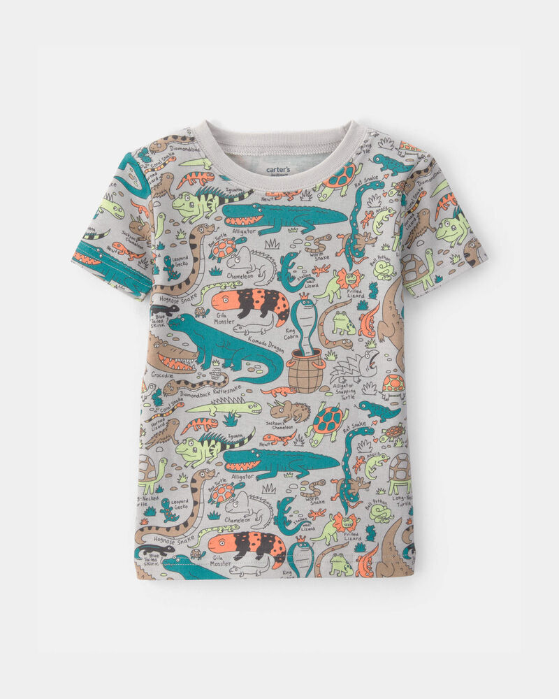 Toddler Boy Alligator 100% Cotton Snug Fit 2-Piece Pajama Set - Grey, image 3 of 5 slides