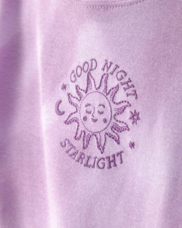Girls Space Constellation Tie-Dye 100% Cotton Snug Fit 4-Piece Pajama Set - Purple, 