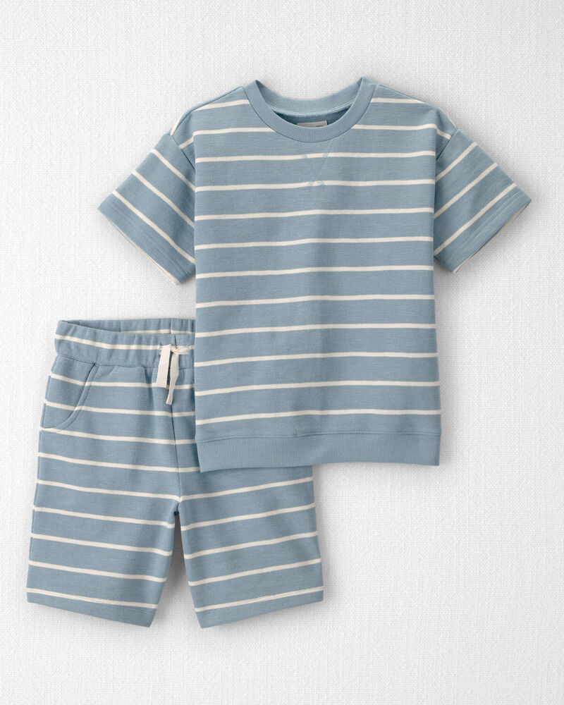 Kids 2-Piece Organic Cotton Top & Short Set in Stripes, image 1 of 5 slides