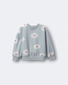 Toddler Wide-Arm Sweatshirt in Rain Cloud Print - Pale Blue, image 2 of 6 slides