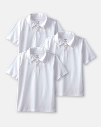 Boys 3-Pack Uniform Active Polo Shirts - White, 