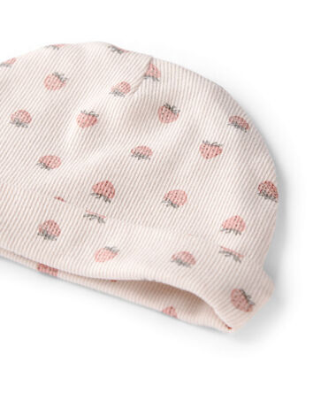 Baby Girl Organic Cotton Rib Cap in Strawberry , 