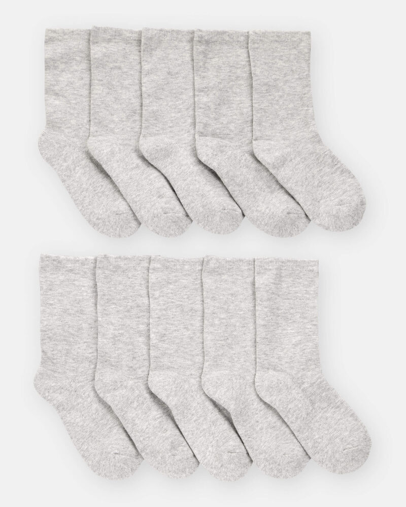 Boys 10-Pack Crew Socks - Grey, image 1 of 2 slides
