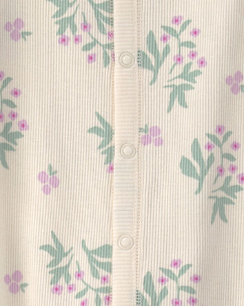 Baby Girl Floral Snug Fit Sleep & Play Pajamas - Cream, 