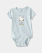 Baby 'Hoppy Easter' Bunny Graphic Bodysuit - Blue, image 1 of 3 slides
