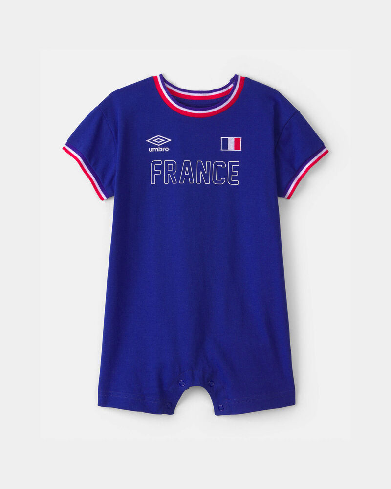 Baby Umbro France Soccer Romper - Blue/Red/White, image 1 of 6 slides