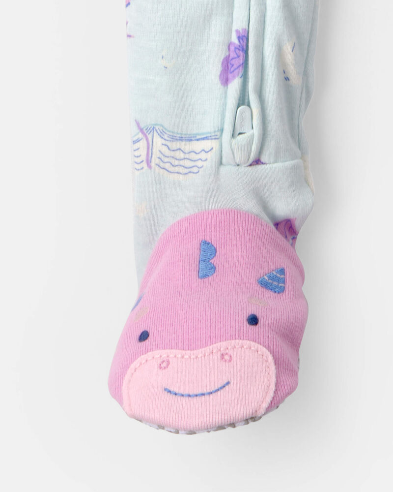 Toddler Girl Fairytale Dragon 100% Cotton Snug Fit 1-Piece Pajama - Blue, image 3 of 4 slides