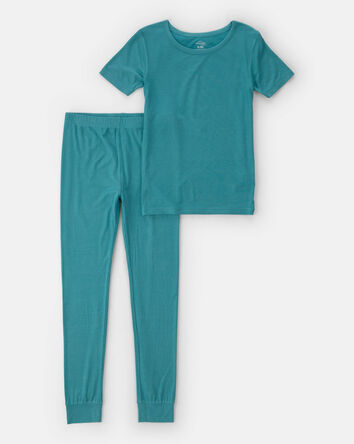 Boys PurelySoft Short-Sleeve Snug Fit 2-Piece Pajama Set - Blue, 