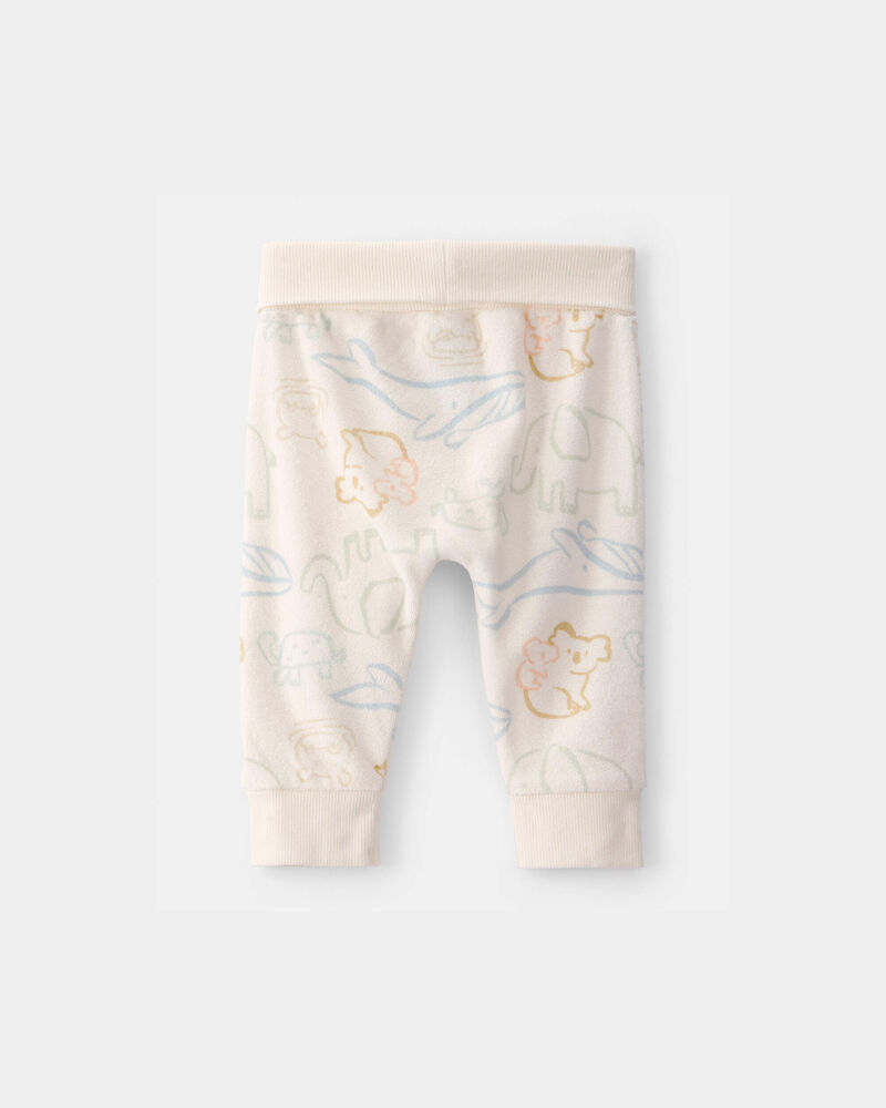 Baby Animal Friends Terry Pants - Cream, image 2 of 3 slides