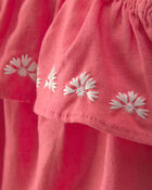 Baby Girl 2-Piece Linen Sleeveless Top & Short Set - Coral/Ivory, image 2 of 5 slides