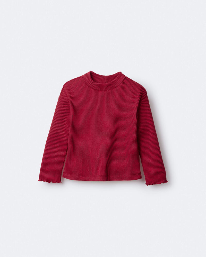 Toddler Girl Mock Neck Long-Sleeve Top - Red, image 2 of 6 slides