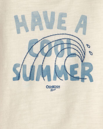 Baby Boy 'Have A Cool Summer' Wave Top - Ivory, 