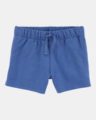 Baby Girl Pull-On French Terry Shorts - Blue, image 1 of 4 slides