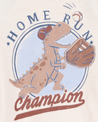 Baby 2-Piece Dinosaur Baseball Tee & Pull-On Shorts Set - Cream/Brown, image 3 of 6 slides