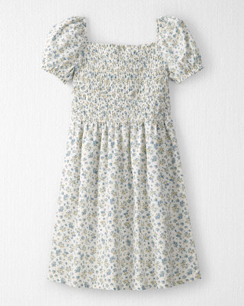 Girls Smocked Dress Made with Organic Cotton in Spring Bloom Print, 