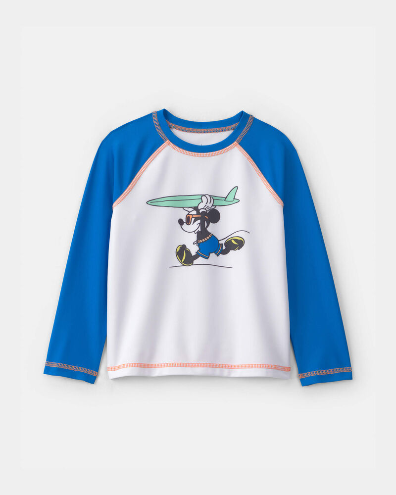 Toddler Boy Disney&copy; Mickey Mouse Long-Sleeve Rashguard - Blue/White, image 1 of 3 slides