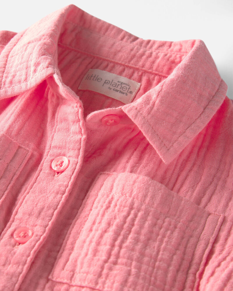 Toddler Girl Organic Cotton Gauze Button-Down Top, image 2 of 4 slides