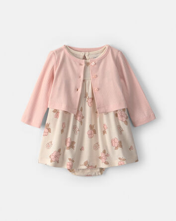 Baby Girl 2-Piece Floral Dress Set - Pink/Ivory, 