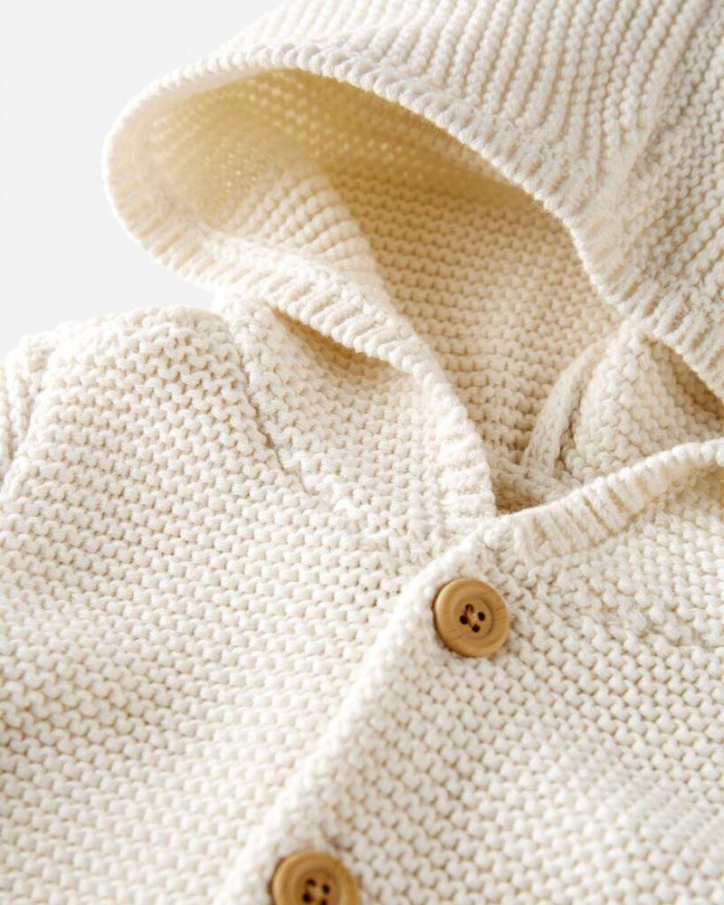 Toddler Organic Cotton Signature Stitch Cardigan, image 2 of 4 slides