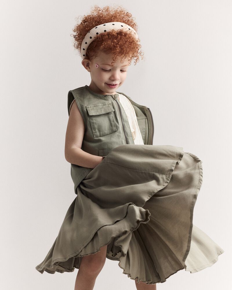 Toddler Girl Avenue Twirl&trade; Midi Skirt - Olive, image 3 of 8 slides