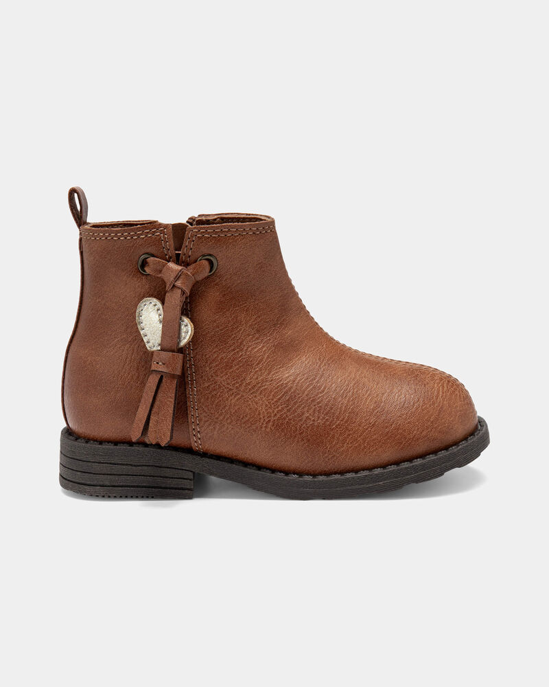 Toddler Girl Tassel Zip-Up Boots - Brown, image 2 of 6 slides