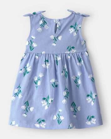Baby Girl Sleeveless Floral Dress - Blue, 