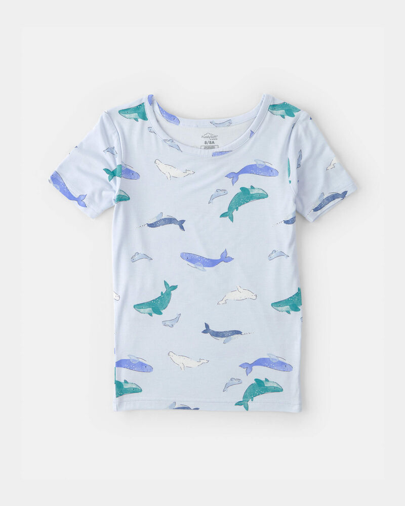 Boys Whale PurelySoft Short-Sleeve Snug Fit 2-Piece Pajama Set - Blue, image 3 of 7 slides