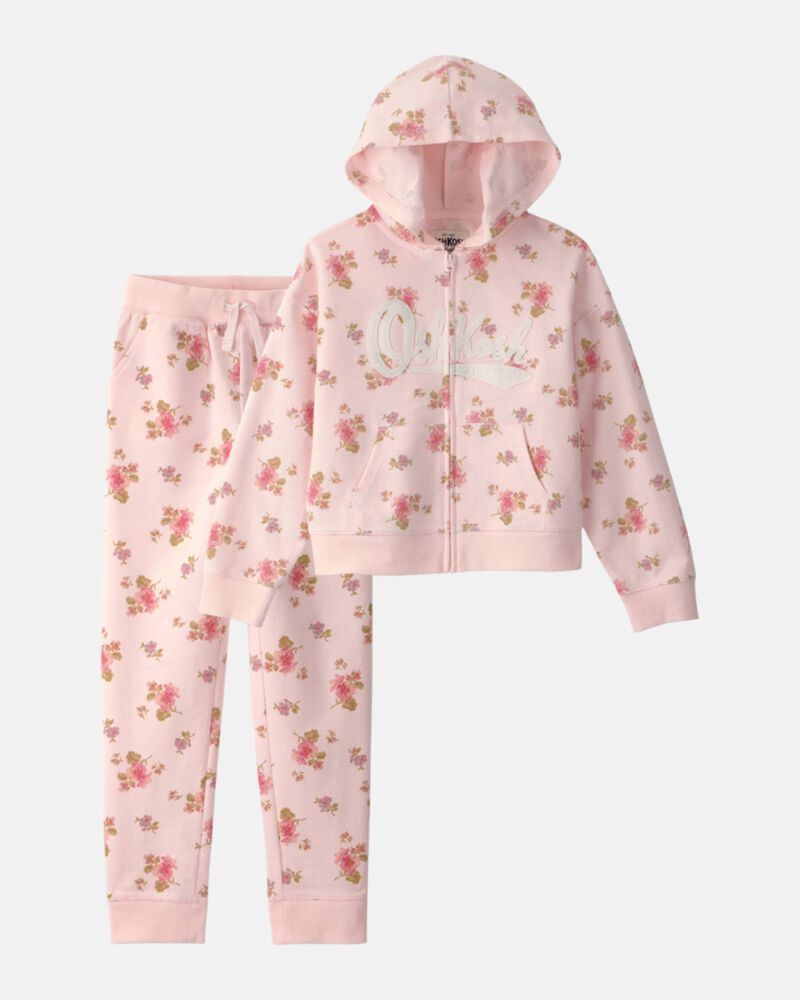 Girls 2-Piece Floral OshKosh Logo Layering Set - Pink, image 1 of 7 slides