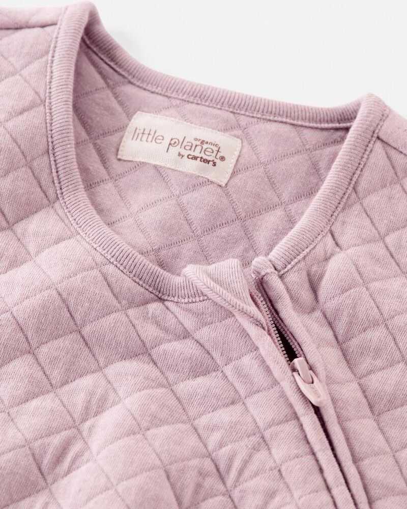 Baby Girl Doubleknit Zip Wearable Blanket Made with Organic Cotton, image 3 of 5 slides