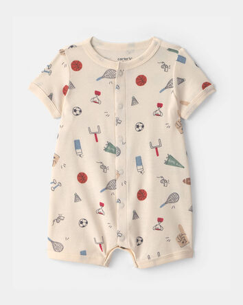 Baby Sports Short-Sleeve Romper - Ivory, 