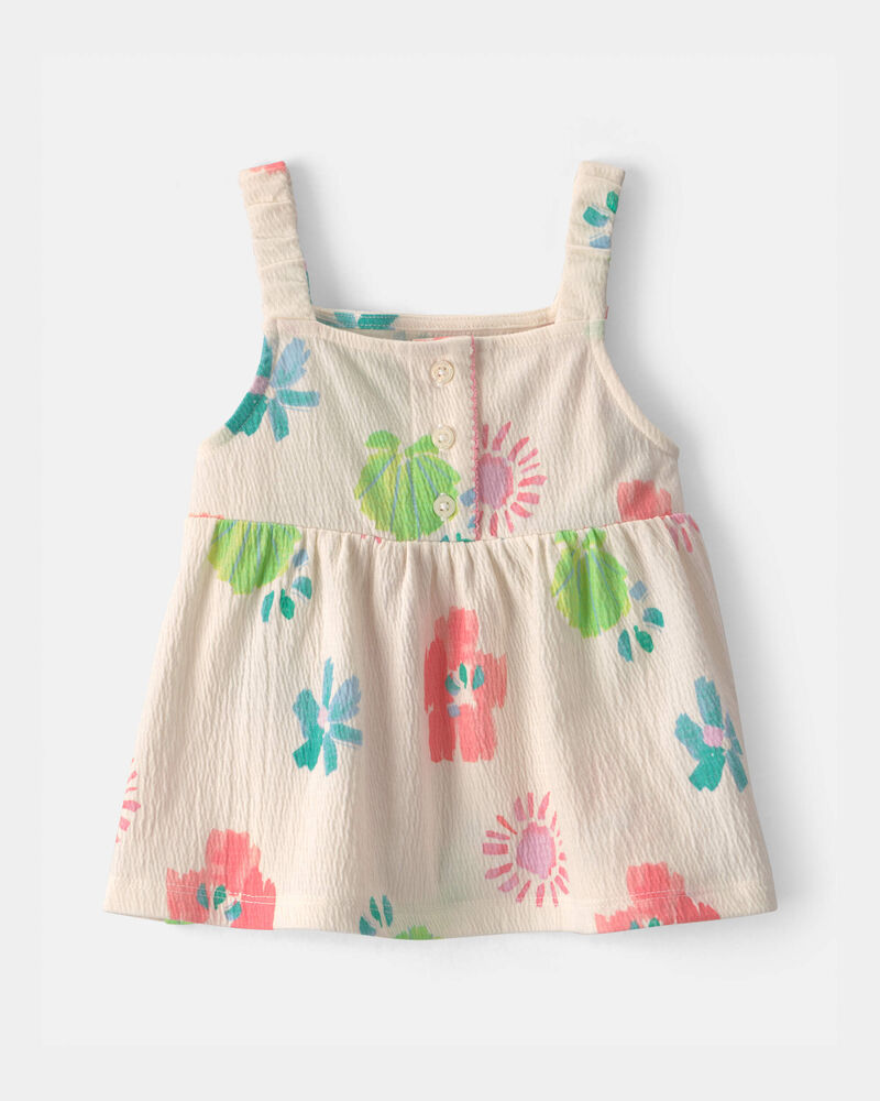 Toddler Girl Summer Floral Tank Top - Cream, image 1 of 3 slides