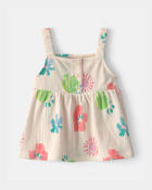 Toddler Girl Summer Floral Tank Top - Cream, image 1 of 3 slides
