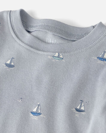 Toddler 2-Piece Organic Cotton Ribbed Pajama Set in Sail Away Print, 