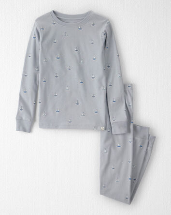 Kids 2-Piece Organic Cotton Ribbed Pyjama Set in Sail Away Print, 