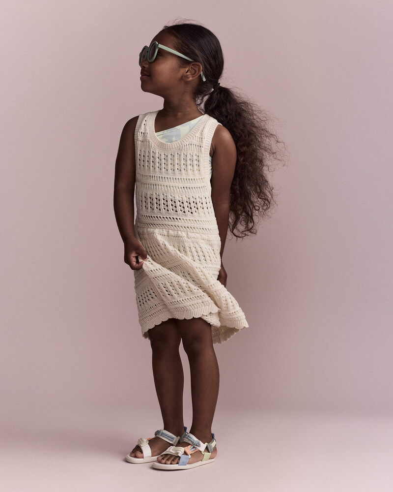 Toddler Girl Crochet Cover Up - Cream, image 1 of 6 slides