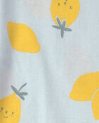 Baby Girl Lemon 100% Cotton Snug Fit 4-Piece Pajama Set - Blue/Yellow, image 3 of 4 slides