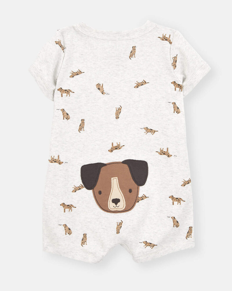 Baby Boy Dog Romper - Grey, image 3 of 4 slides