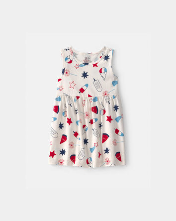 Toddler Girl Fourth of July Popsicle Sleeveless Knit Dress - Cream, 